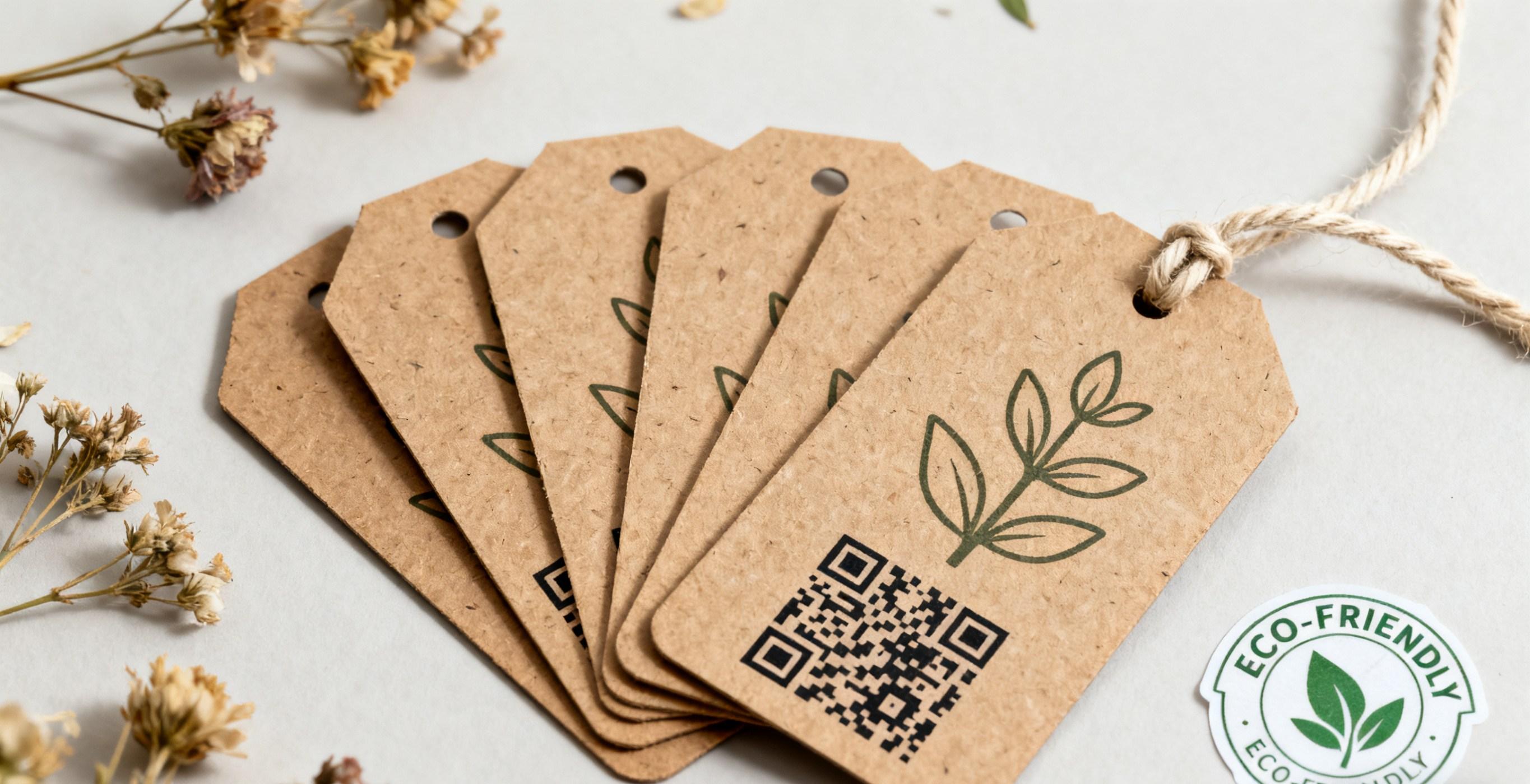 Sustainable printable hang tags with digital QR features